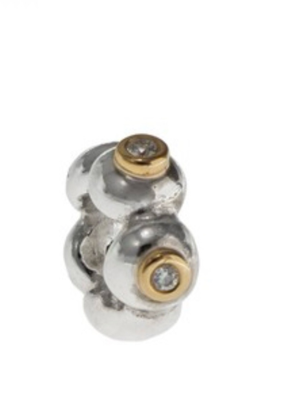 Pandora Two-Tone Silver & Gold Bead Charm with diamonds Stones